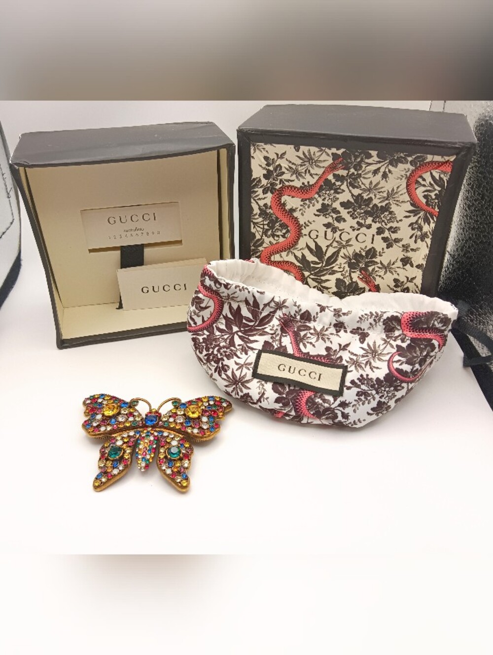 Gucci NWT Crystal Butterfly Brooch Pin